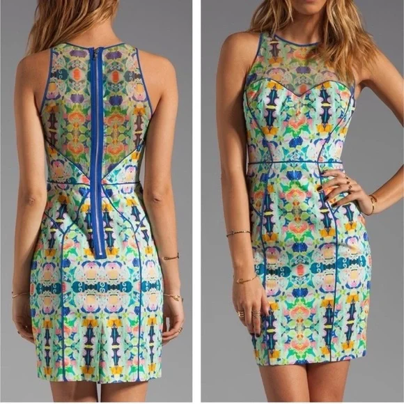 Milly NY Kaleidoscope Mesh Racer Sheath Dress - Picture 2 of 8